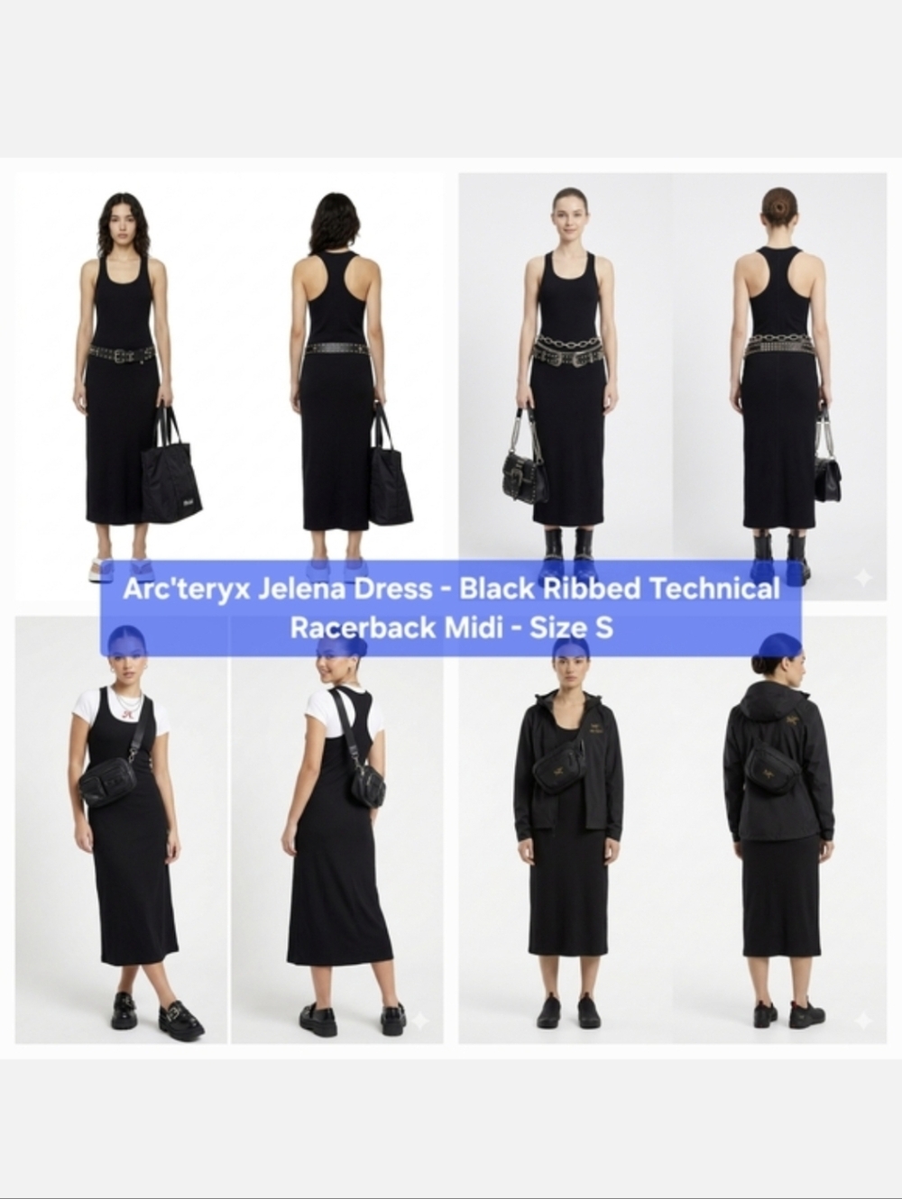 Arc'teryx Jelena Dress - Black Ribbed Technical Racerback Midi Size S